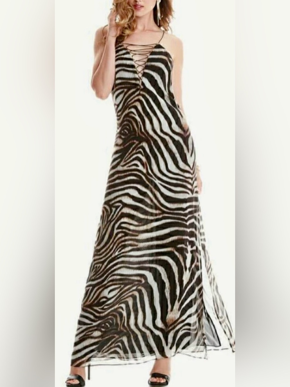 Guess by Marciano Brown & Black Zebra-Effect Maxi Dress